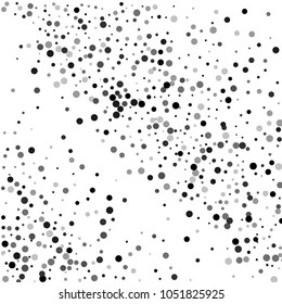 Vector black-white confetti on transparent background. Falling tinsel and confetti from minimalistic geometrical confetti and ribbons. Flat falling glitter. Abstract triangles and ribbons on label.
