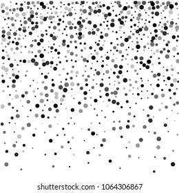 Vector black-white confetti on transparent background. Falling tinsel and confetti from minimalistic geometrical confetti and ribbons. Flat falling glitter. Abstract triangles and ribbons on label.