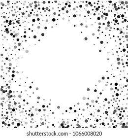 Vector black-white confetti on transparent background. Falling tinsel and confetti from minimalistic geometrical confetti and ribbons. Flat falling glitter. Abstract triangles and ribbons on label.