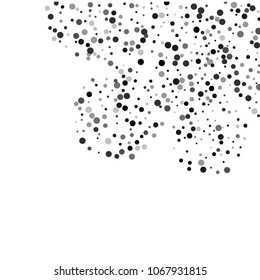 Vector black-white confetti on transparent background. Falling tinsel and confetti from minimalistic geometrical confetti and ribbons. Flat falling glitter. Abstract triangles and ribbons on label.