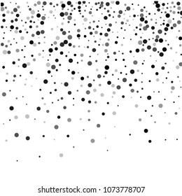 Vector black-white confetti on transparent background. Falling tinsel and confetti from minimalistic geometrical confetti and ribbons. Flat falling glitter. Abstract triangles and ribbons on label.