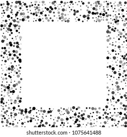 Vector black-white confetti on transparent background. Falling tinsel and confetti from minimalistic geometrical confetti and ribbons. Flat falling glitter. Abstract triangles and ribbons on label.