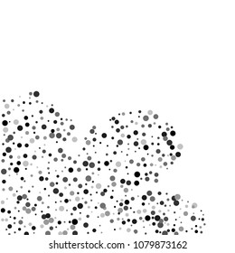 Vector black-white confetti on transparent background. Falling tinsel and confetti from minimalistic geometrical confetti and ribbons. Flat falling glitter. Abstract triangles and ribbons on label.
