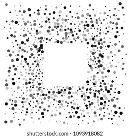 Vector black-white confetti on transparent background. Falling tinsel and confetti from minimalistic geometrical confetti and ribbons. Flat falling glitter. Abstract triangles and ribbons on label.