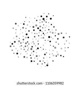 Vector black-white confetti on transparent background. Falling tinsel and confetti from minimalistic geometrical confetti and ribbons. Flat falling glitter. Abstract triangles and ribbons on label.