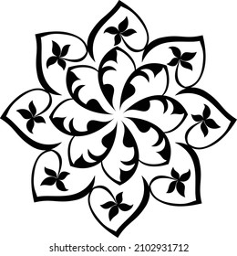 Vector black-white mandala with touches of nature