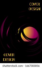 Vector black-yellow-pink background consisting of circles. Minimal design. Bright gradient background. A template for the design. Abstract form. Modern cover template, eps