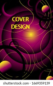 Vector black-yellow-pink background consisting of circles. Minimal design. Bright gradient background. A template for the design. Abstract form. Modern cover template, eps