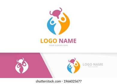 Vector bladder and family logo combination. Urinary tract logotype design template.