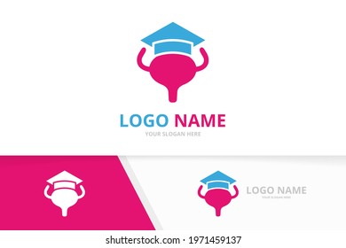 Vector bladder and graduate hat logo combination. Urinary tract logotype design template.