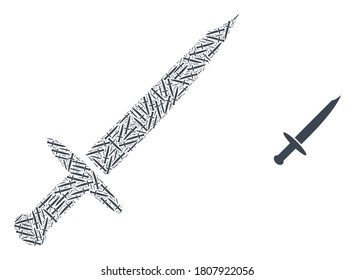 Das Messermosaik des Vektormesser wird aus randomisierten rekursiven Messerteilen hergestellt. Rekursive Zusammensetzung aus Messer.