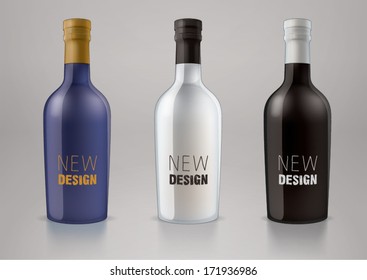 Vector blank alcohol bottles for new design liquor or port wine. Sketch style