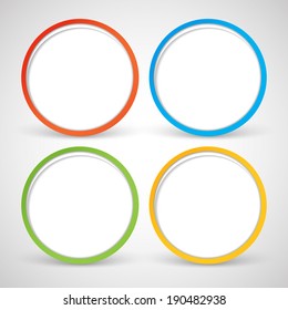 Vector blank badge template illustration in four colors with shadows