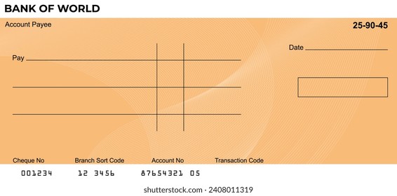 Vector de Blank Bank o cheque personal. Pago, Dinero, Efectivo, Moneda, Cheque, Billete
