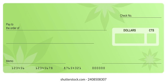 Vector of Blank Bank or Personal Check. Payment, Money, Cash, Currency, Cheque, Banknote
