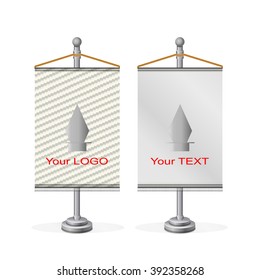 Vector blank banner flag for designers. Flag Stand,table flag Illustration vector with pattern and blank