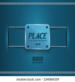 vector blank banner on a chain