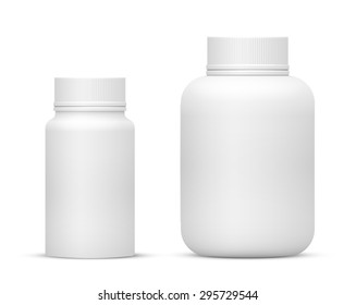 Vector Blank Big Size Plastic Packaging Bottles for Cosmetics, Vitamins, Pills or Capsules