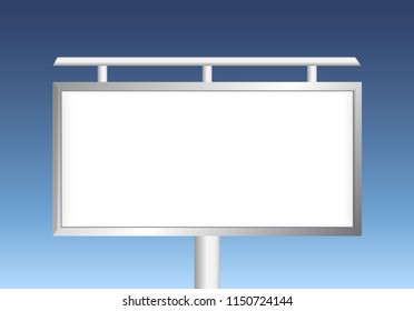 Vector blank billboard with blue sky. Template for your print design. Form of printed advertisement and marketing.