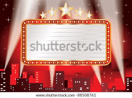 vector blank billboard over hot night in the city