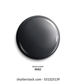 Vector blank, black glossy badge or web button.