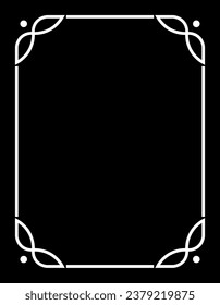 Vector blank blackboard with elegant border frame. Empty invitation, certificate, business card, book cover, or menu page. For laser cutting, printing. Black retro vertical background in classic style