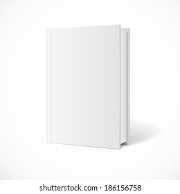 Vector blank book cover perspective. Vertical Template. White Background.