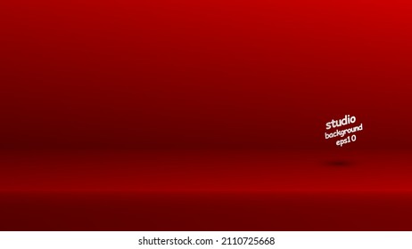 Vector, blank bright red studio room background, product display with copy space for displaying content design. Banner for advertising products on the website - eps10