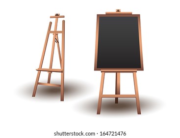 Vector blank chalkboard in wooden frame
