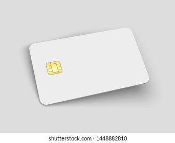 Vector blank chip credit card mock up with shadow.