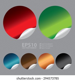 Vector : Blank Circle Metallic Peeling Sticker, Label, Sign or Icon