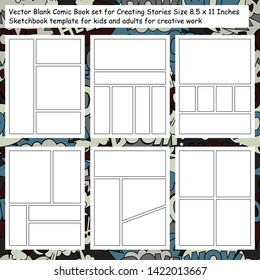 Vector Blank Comic Book Set For Creating Stories Size 8.5 X 11 Inches