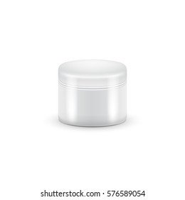 Vector Blank Cosmetic Container for Cream, Powder or Gel. White color.