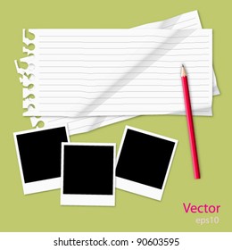 Vector of blank crumpled paper on light color background.