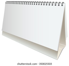 Vector blank desktop calendar, blank place for your text, dates, holidays, meetings or messages. Standing blank calendar on white background.  