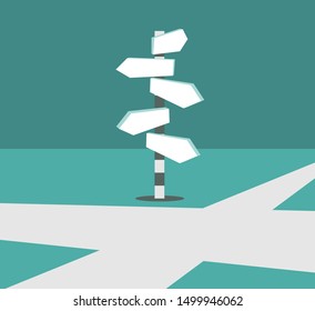 Vector Blank Direction Signpost Sign Arrow Icon Isolated on Background