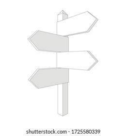 Vector blank direction signpost sign arrow icon isolated on background