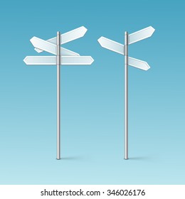 Vector Blank Direction Signpost Sign Arrow Icon Isolated on Background