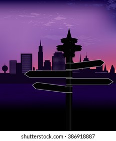 Vector Blank Direction Signpost Sign Arrow Icon. City navigation 