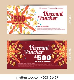 Vector blank of discount voucher on the autumn flowers background.