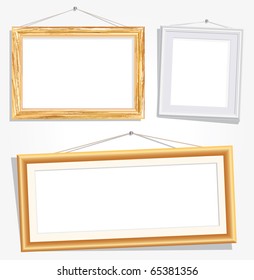 vector blank empty frames on white wall