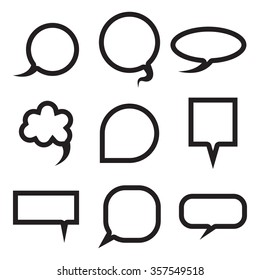 Vector Blank empty white speech bubbles shapes set. Balloon flat design collection. 