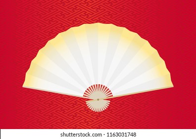 Vector blank fan illustration on textile background red and yellow