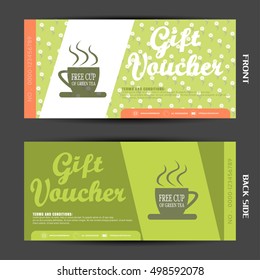 Vector blank of gift voucher on the green background to increase the sales of tea in a bar and cafe.