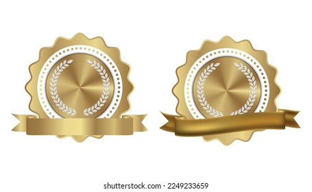 vector blank glossy serrated medals of gold, silver and bronze. 
