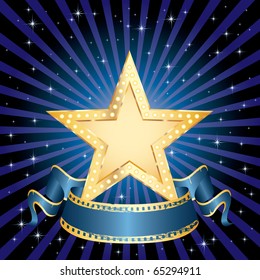vector blank golden movie star in starry night