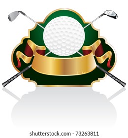 vector blank golf golden award with ball and clubs