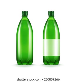 Vector Blank Green Plastic Water Bottle Isolated on White Background