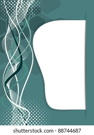 vector blank greeting card in green color with wave & dotted background for all occasions