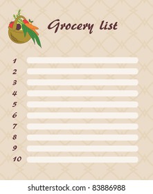 Vector Blank Grocery List